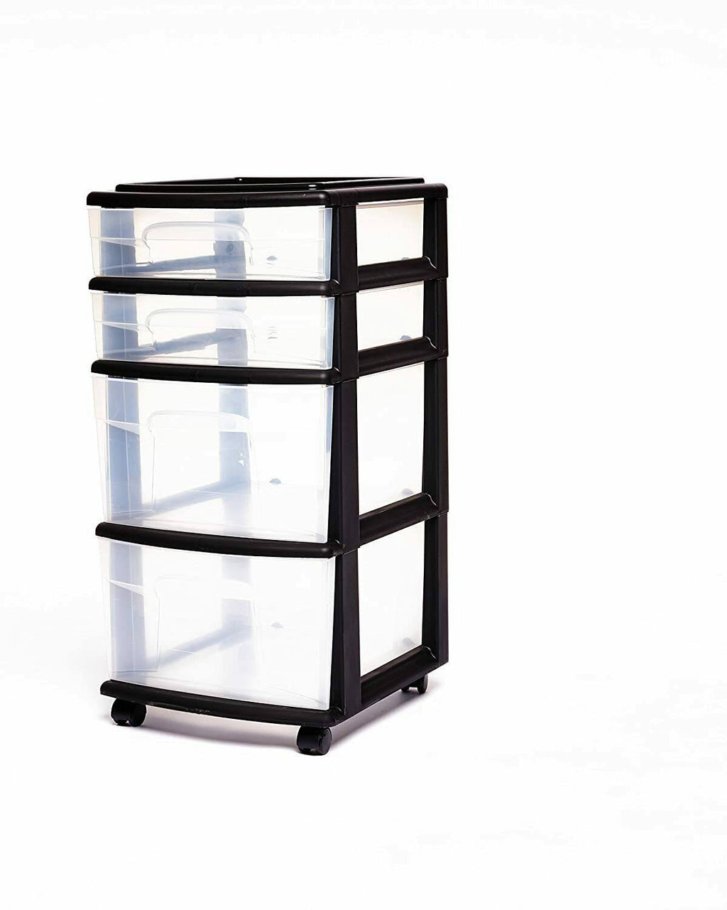 4 Storage Cart Set Black Frame Clear Drawers E2377
