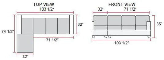 L-Shape Sectional Sofa Set with Right Hand Facing Chaise H14606