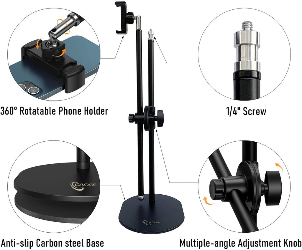 Adjustable Tabletop Phone Mount, 360° Rotation, Long Arm Bracket, Pack of 2 N3322