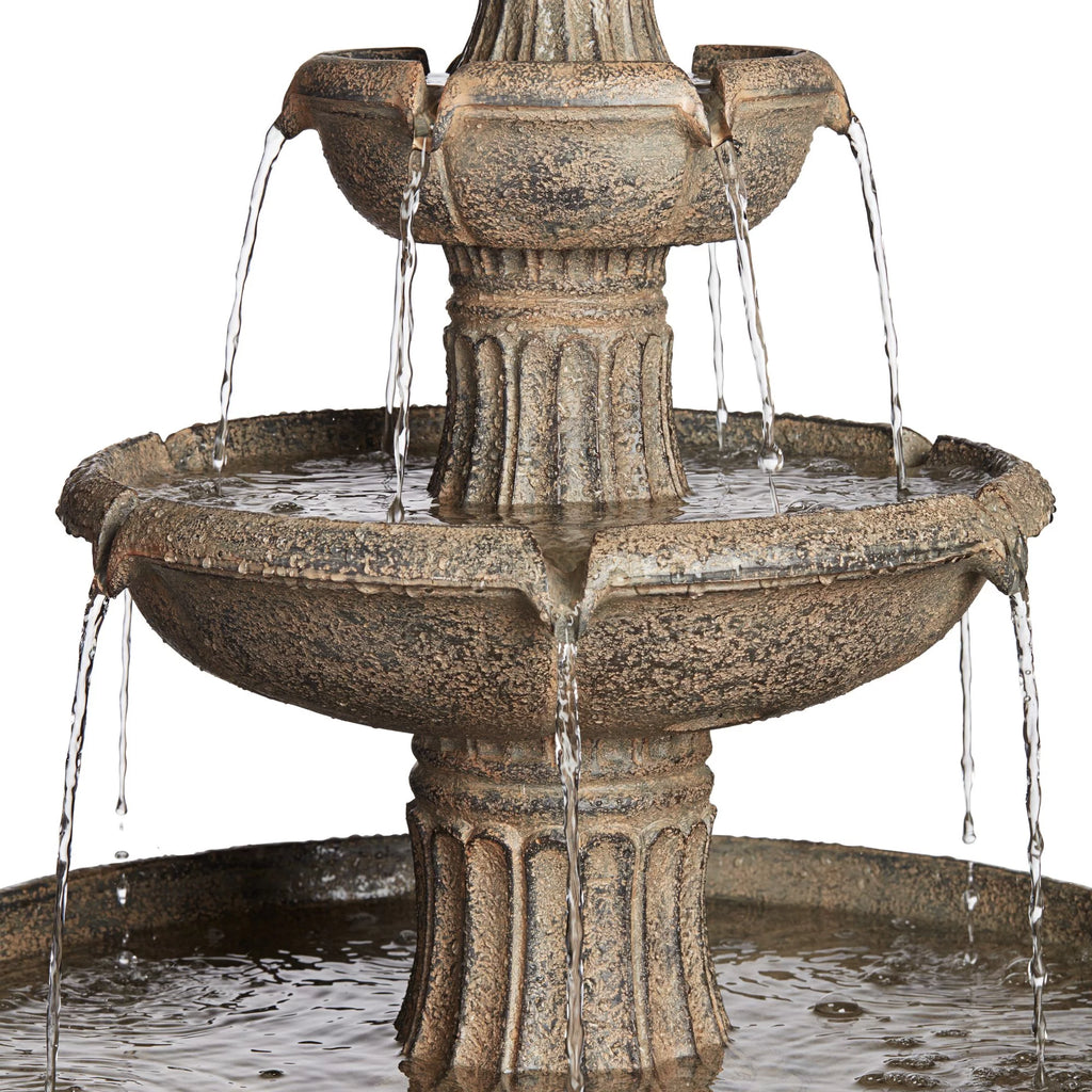 3 Tier Basin Outdoor Floor Water Fountain with LED Light 46" Y969827