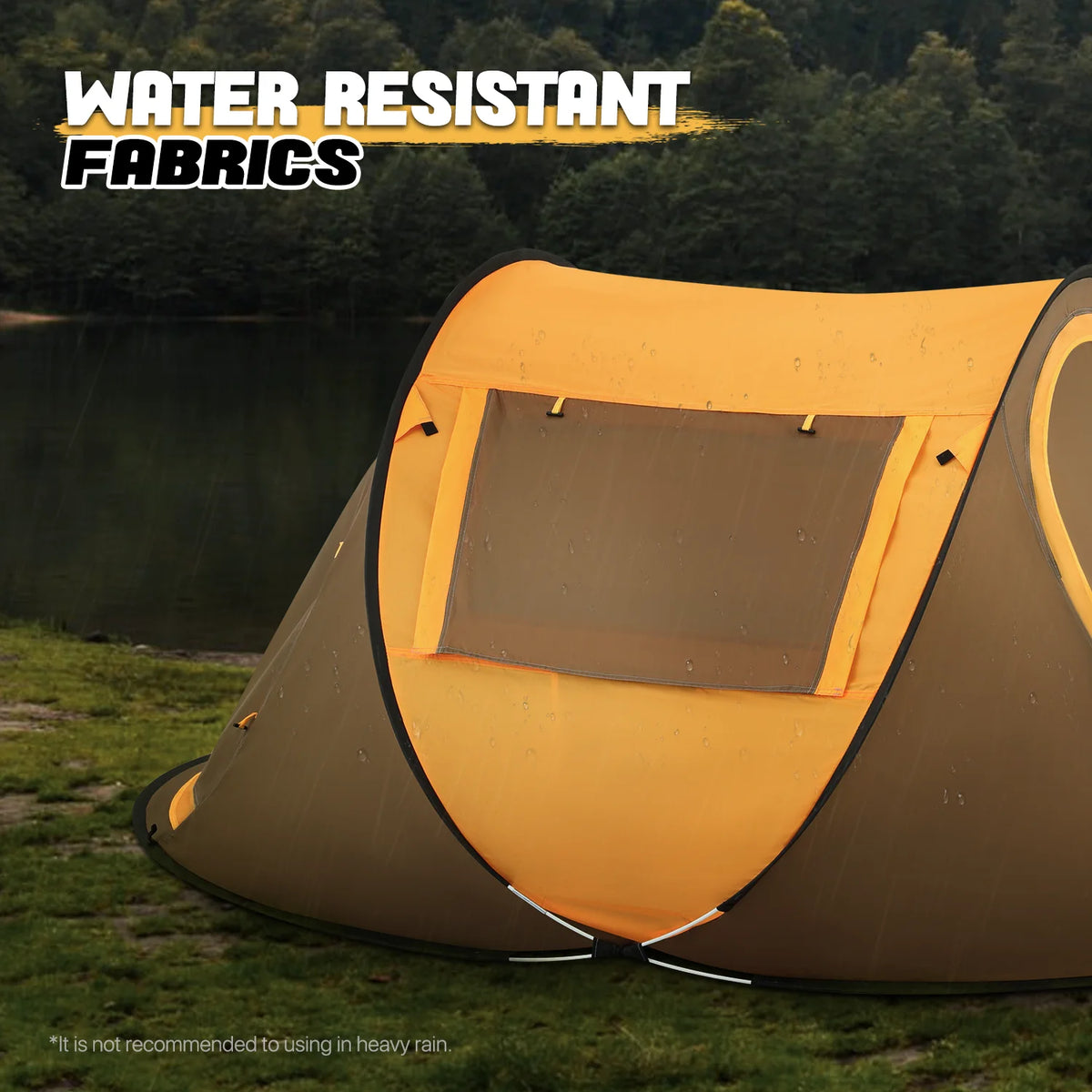 Yellow 3 Person Pop Up Tent with Carry Bag D234