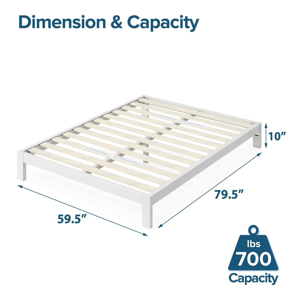 White Metal Platform Bed Frame, Queen X8560