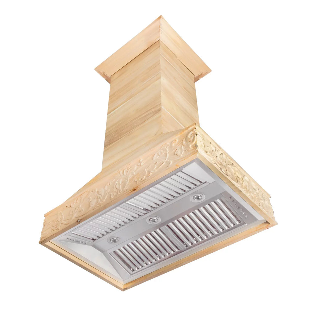 36 in. Unfinished Wooden Island Mount Range Hood V3439