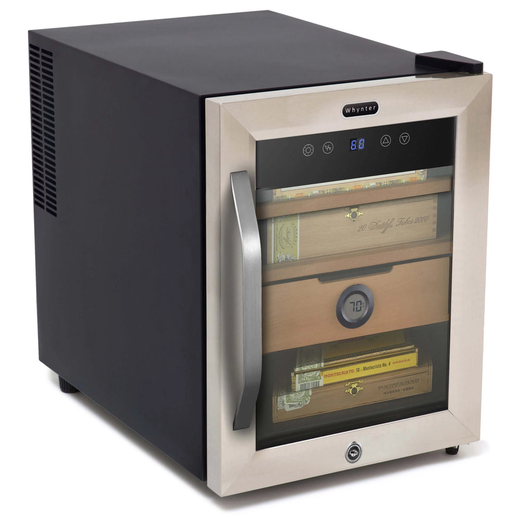 1.2 cu. ft. Stainless Steel Digital Cigar Humidor with Spanish Cedar Shelves N108
