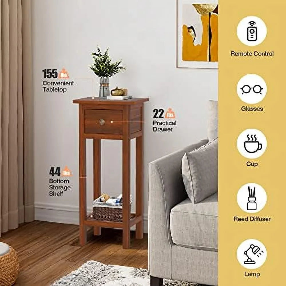 Narrow End Table Set of 2 with Drawer X4850