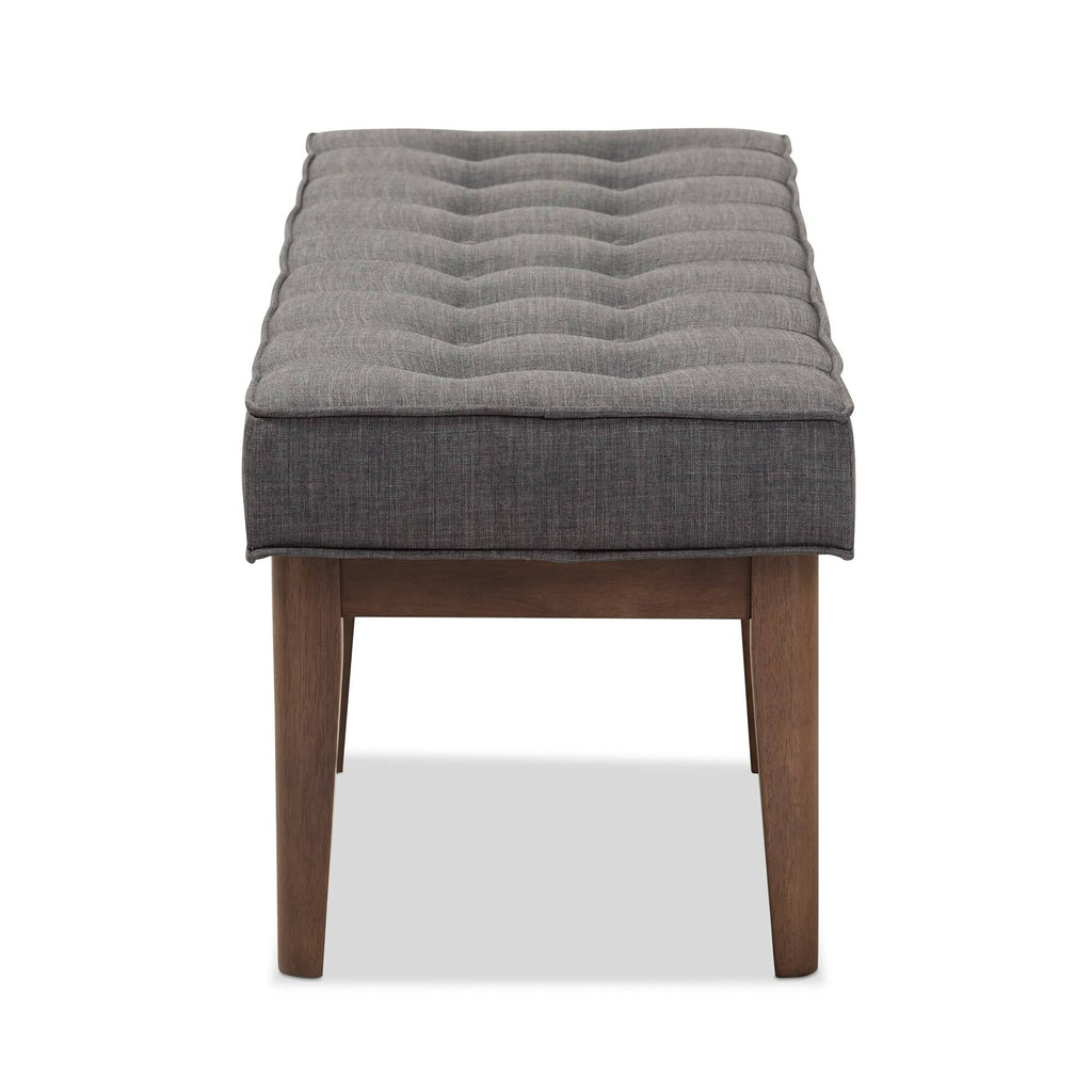 Grey Fabric Button-Tufted Bench S843583