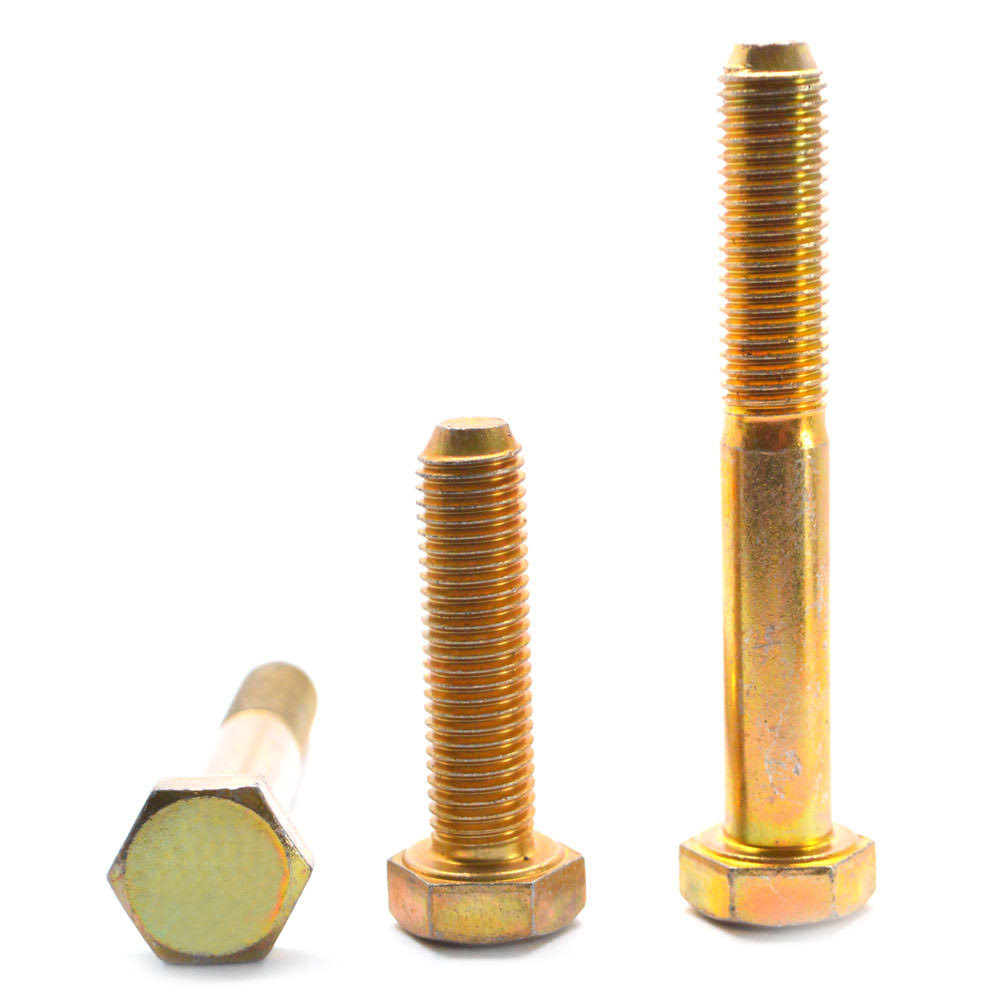 1/2x22-13 x 6x22 (PT) Coarse Thread Grade 8 Hex Cap Screw (Bolt) - USA Alloy Steel Yellow Zinc Plated Pk 10 R791657