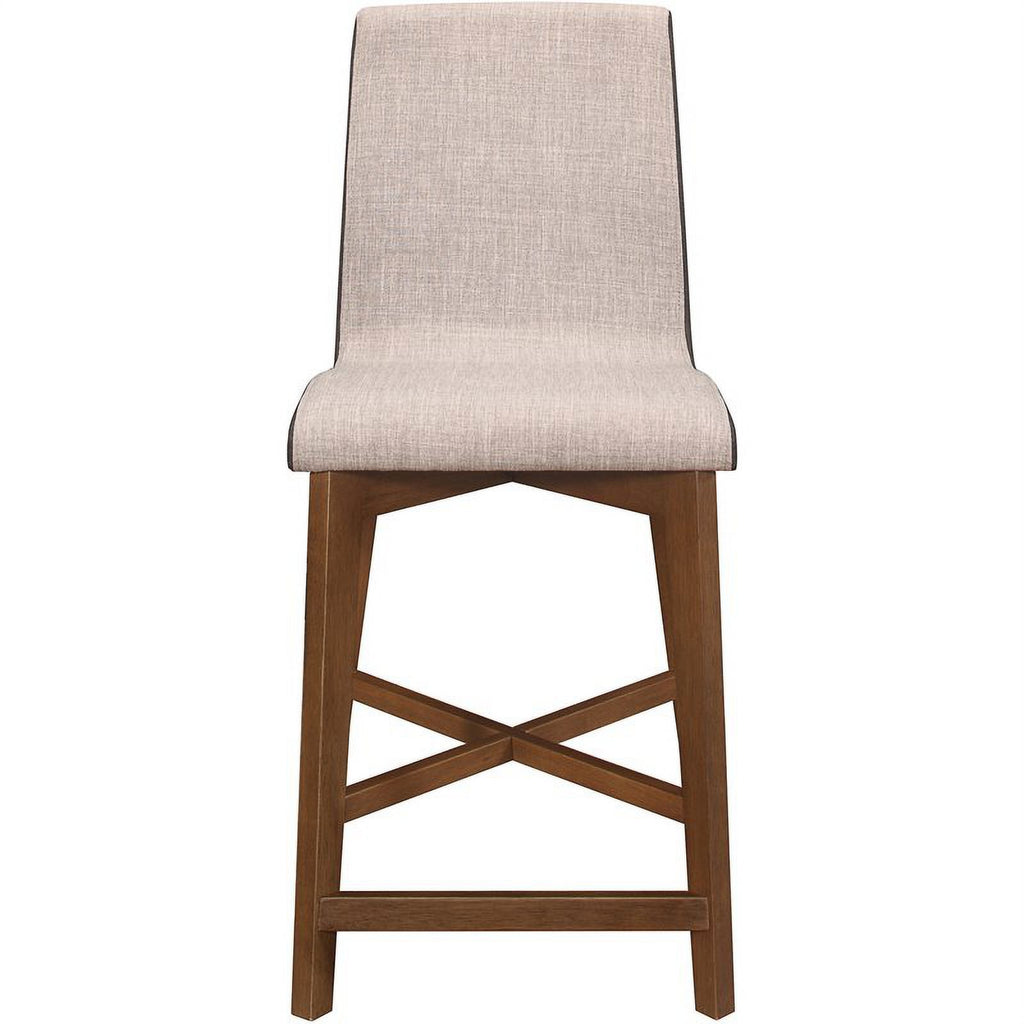 Upholstered Counter Height Stool in Gray-Walnut P5307