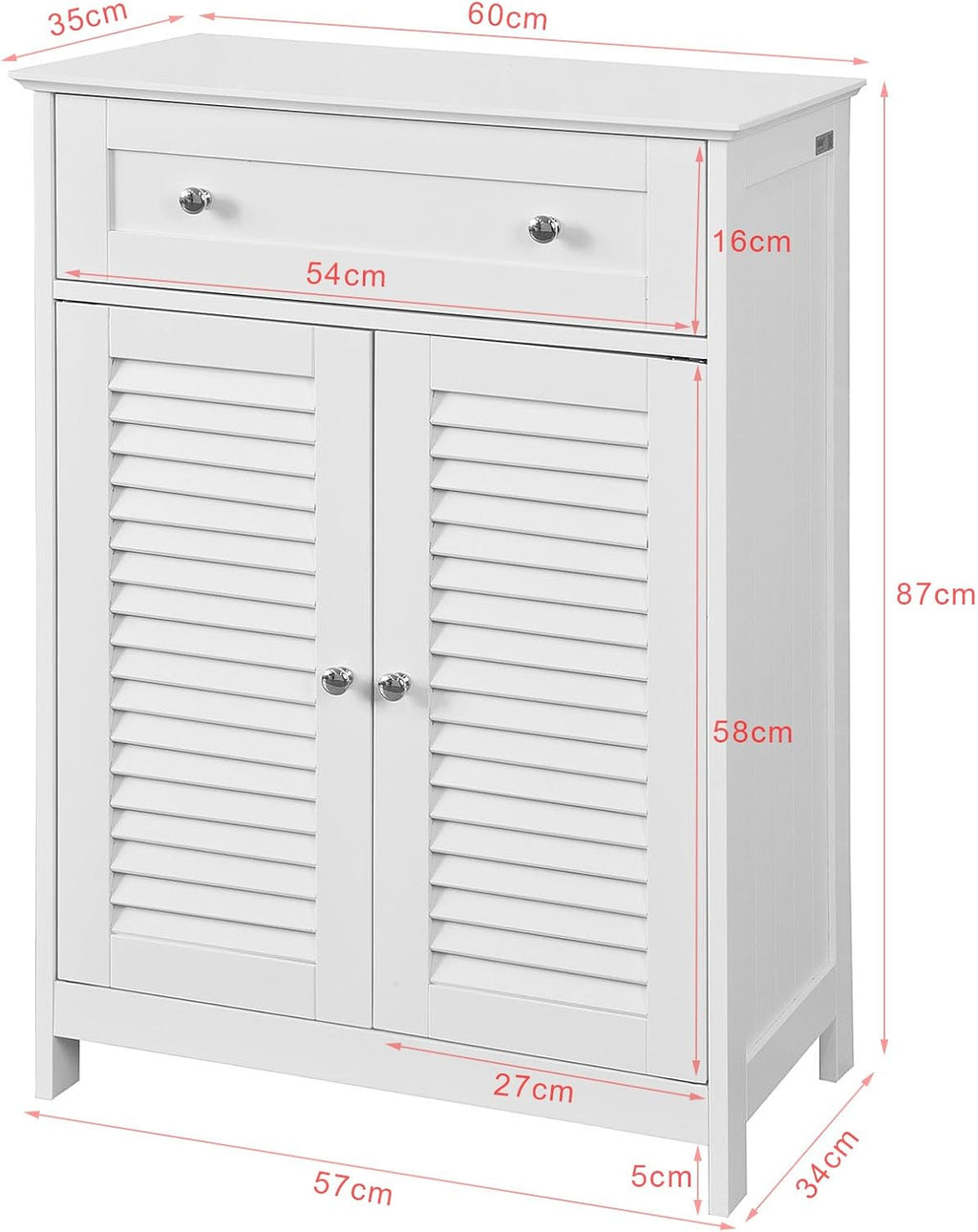 White Bathroom Vanity Set with Drawer and Double Shutter Door V79557