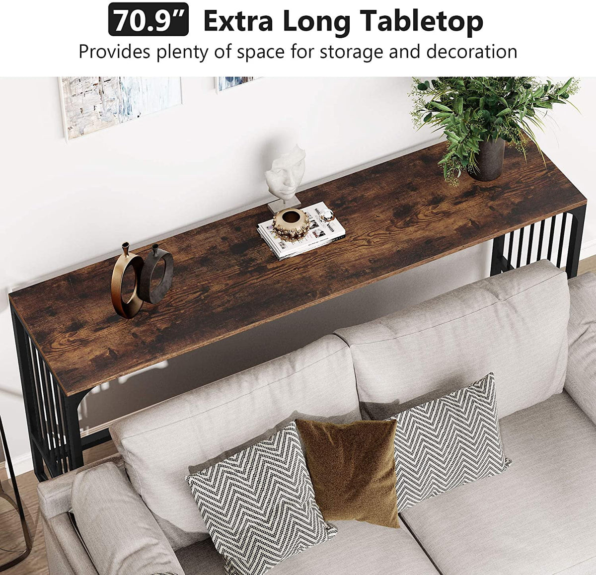 70.9 inch Sofa Console Table Rustic Brown R250