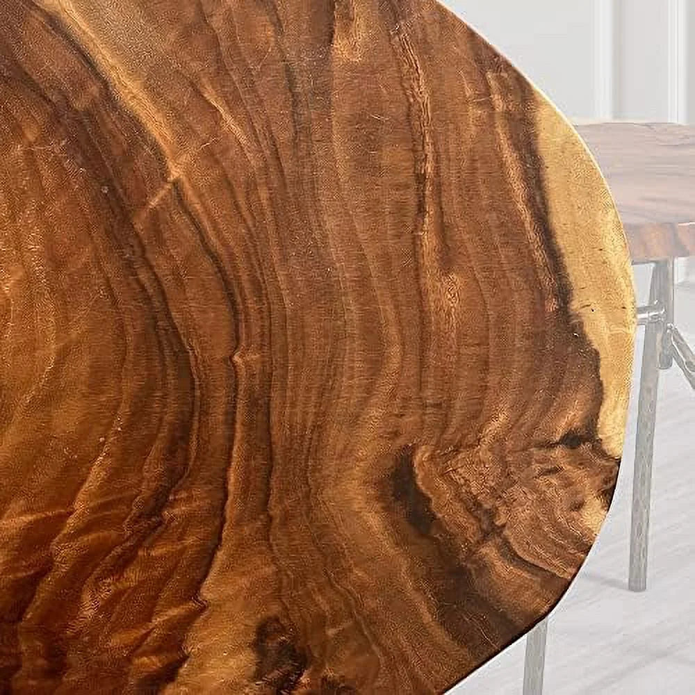 Solid Wood Round End Table with Metal Leg T237