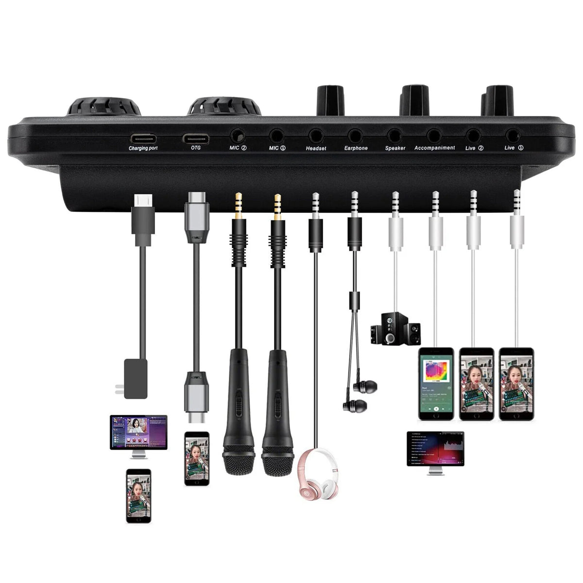 Audio Mixer with Voice Changer and LED Lights D72004