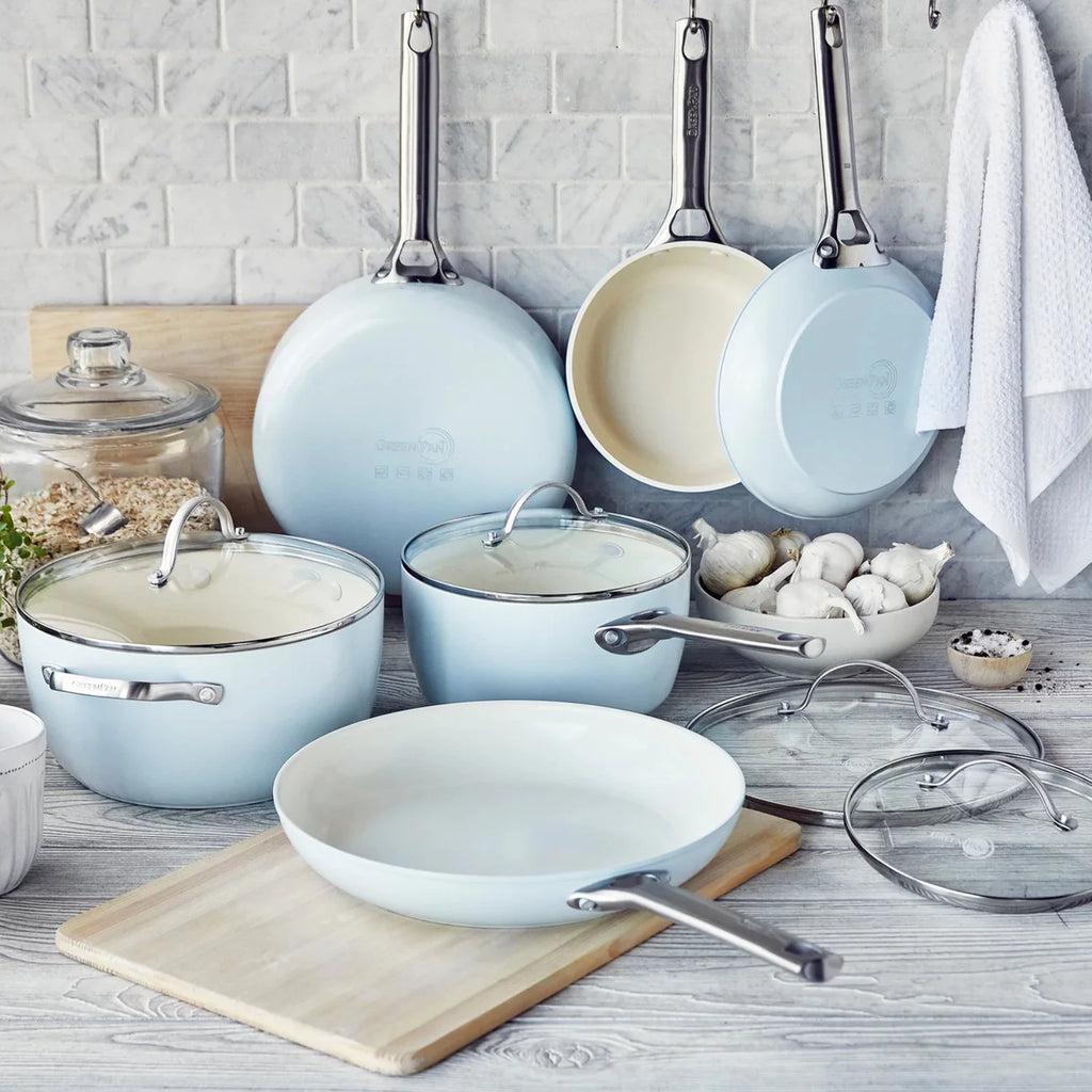 Light Blue Ceramic Non-Stick 10-Piece Cookware Set C3603