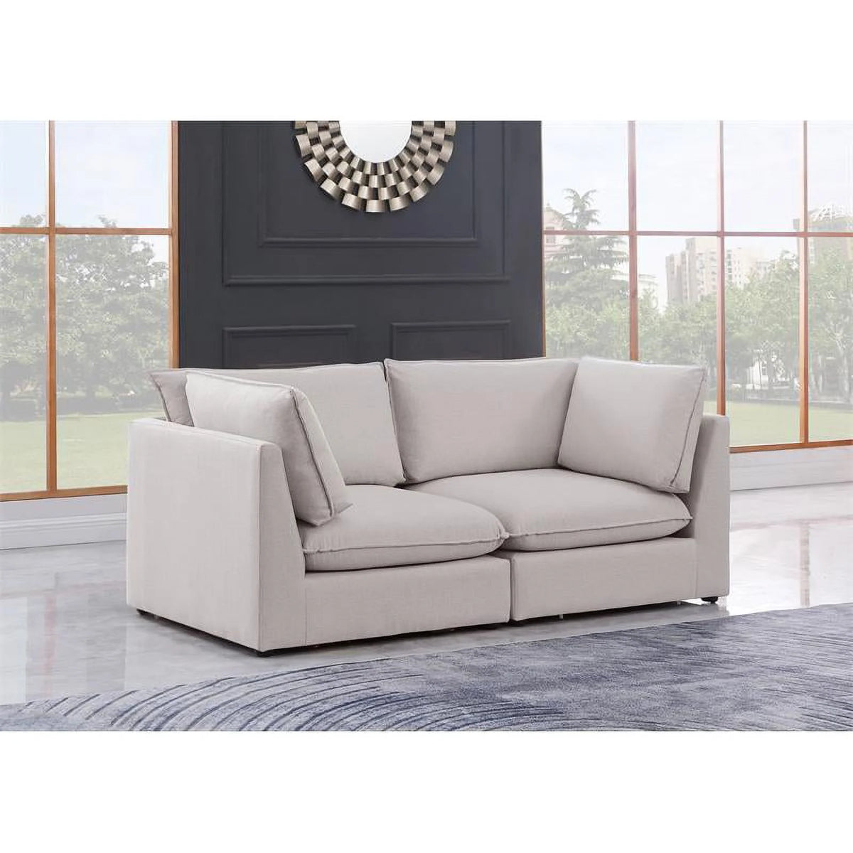 Beige Linen Textured Modular Sofa T41718
