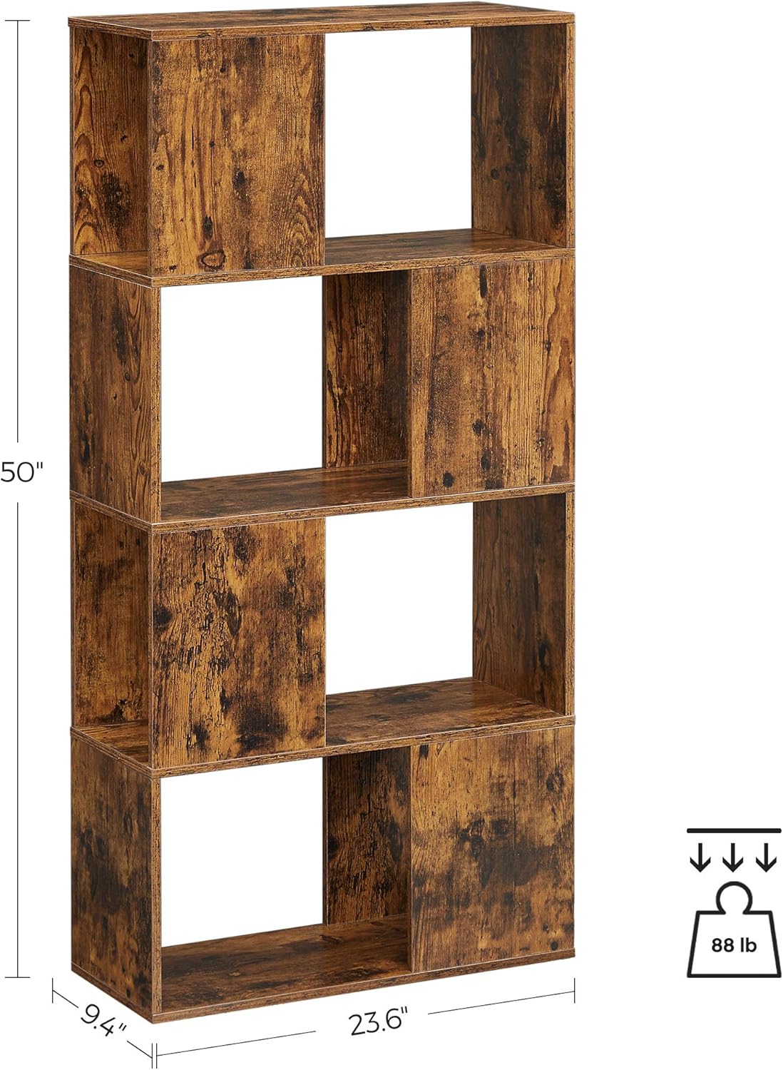 Rustic Brown Bookcase with Open Closed Shelf T768576