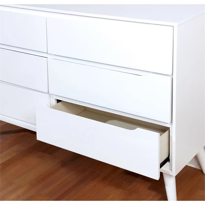4pc Wood Bedroom Set King Nightstand Dresser Mirror White N326438