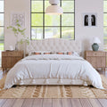 Beige Fabric Upholstered King Platform Bed with Headboard S66168
