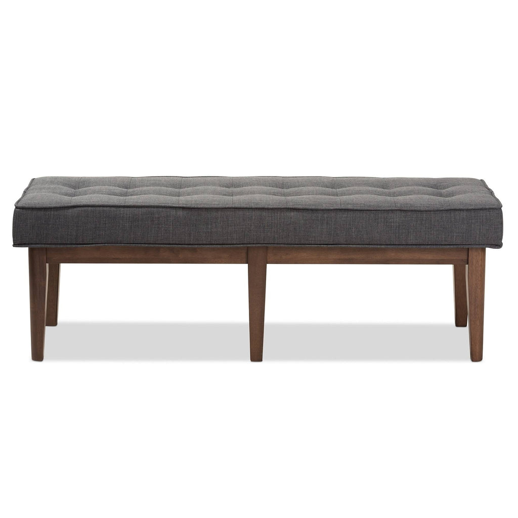 Grey Fabric Button-Tufted Bench S843583