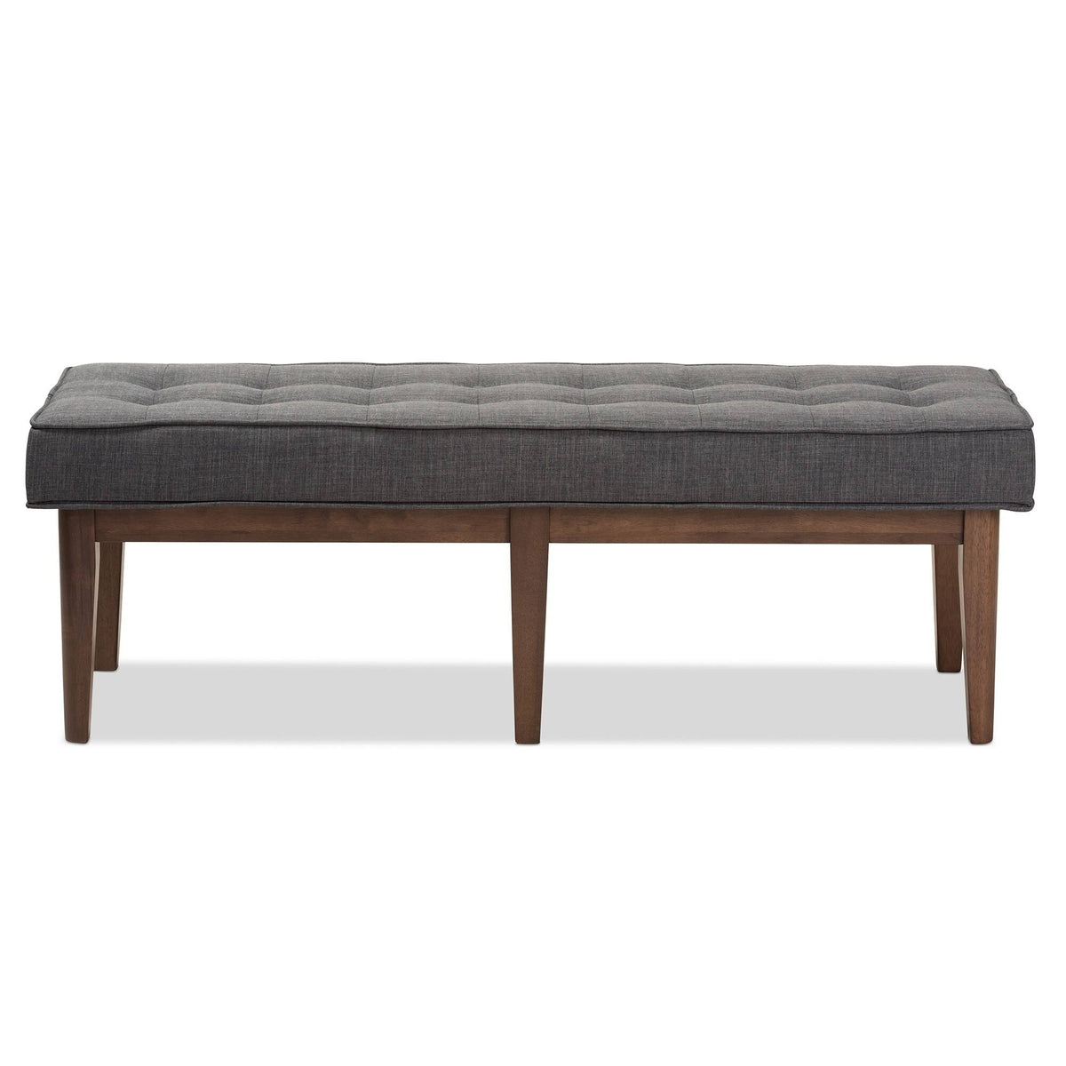 Grey Fabric Button-Tufted Bench S843583