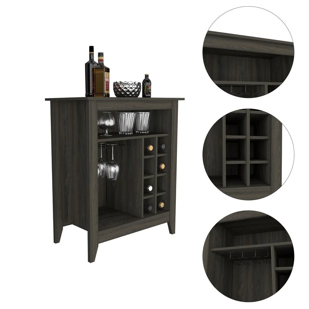 Engineered Wood Bar Cabinet with 2 Open Shelves in Espresso F9210
