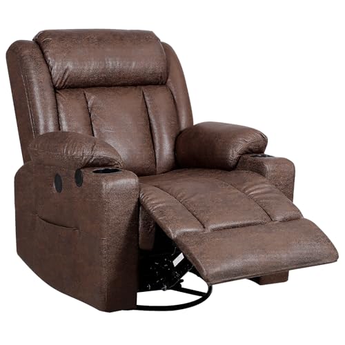 Brown Massage Rocking Recliner Chair with Heat and USB E950033