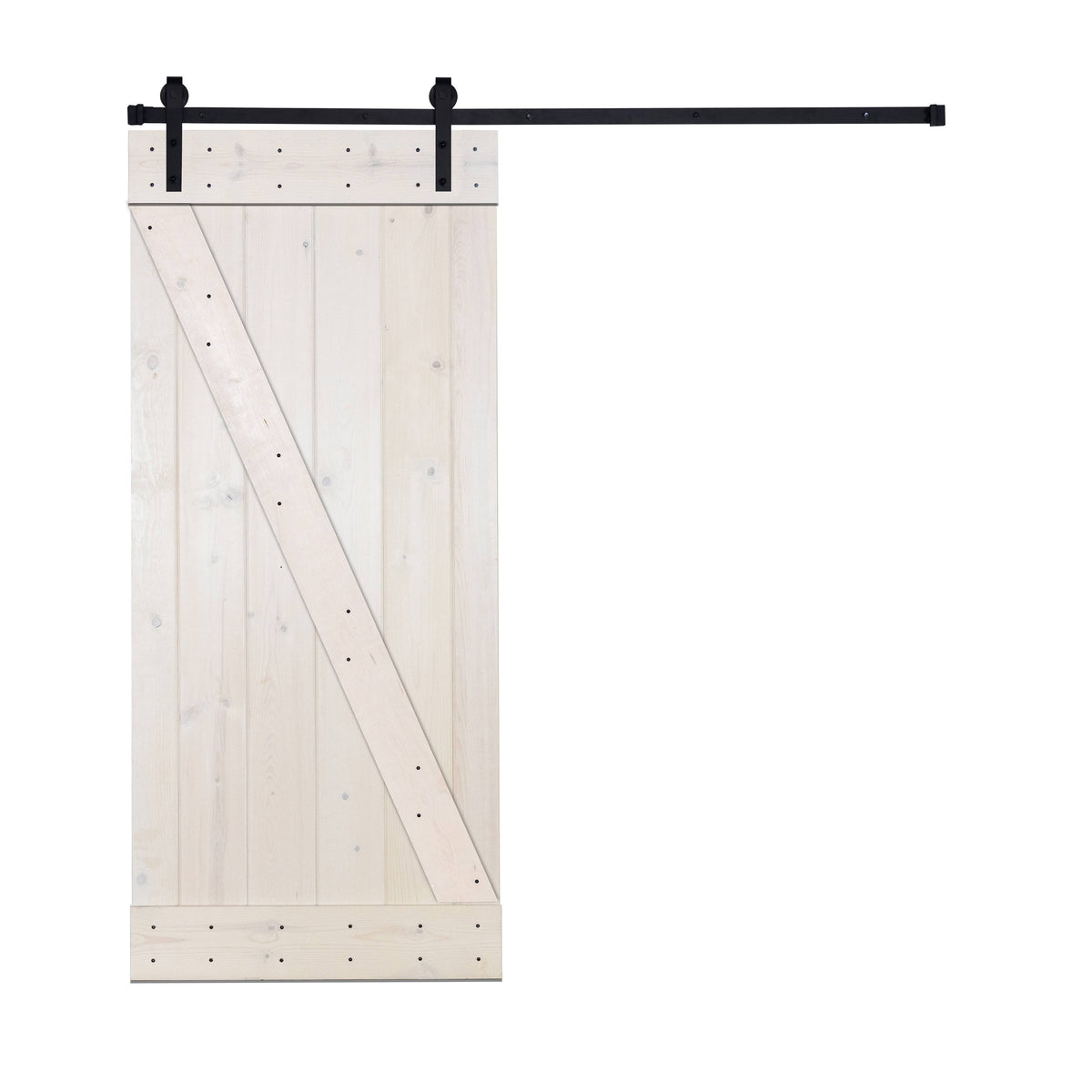 Paneled Wood Barn Door with Installation Hardware Kit X7235