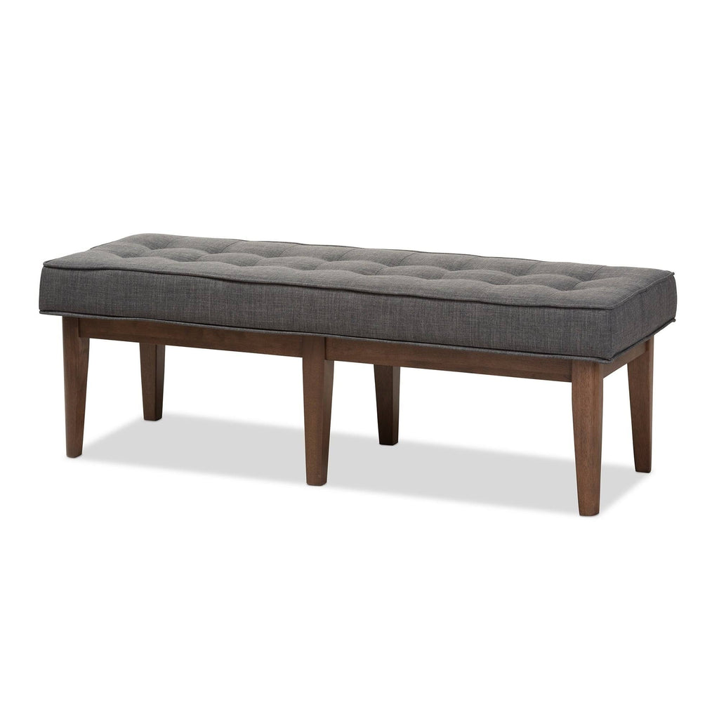 Grey Fabric Button-Tufted Bench S843583