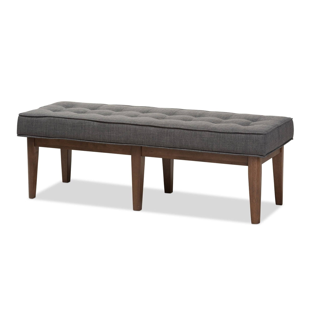Grey Fabric Button-Tufted Bench S843583