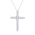 18K White Gold Over Silver Diamond Cross Pendant Necklace R862