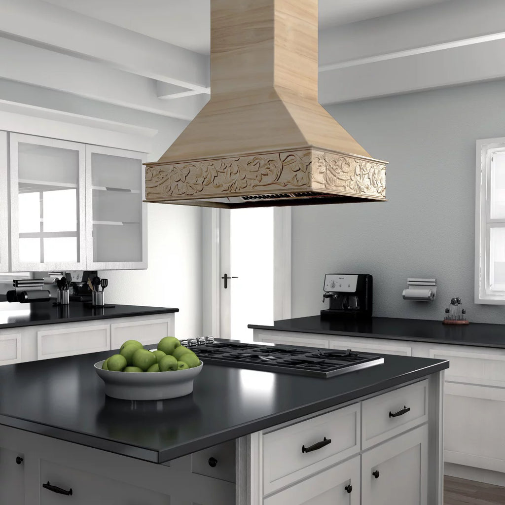 36 in. Unfinished Wooden Island Mount Range Hood V3439