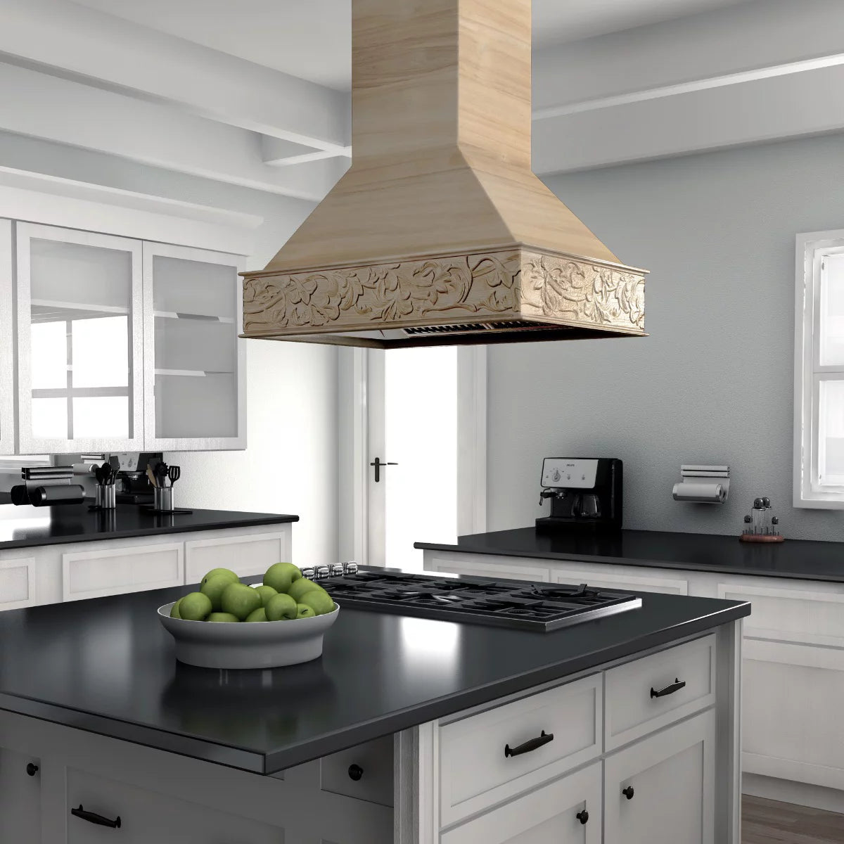36 in. Unfinished Wooden Island Mount Range Hood V3439