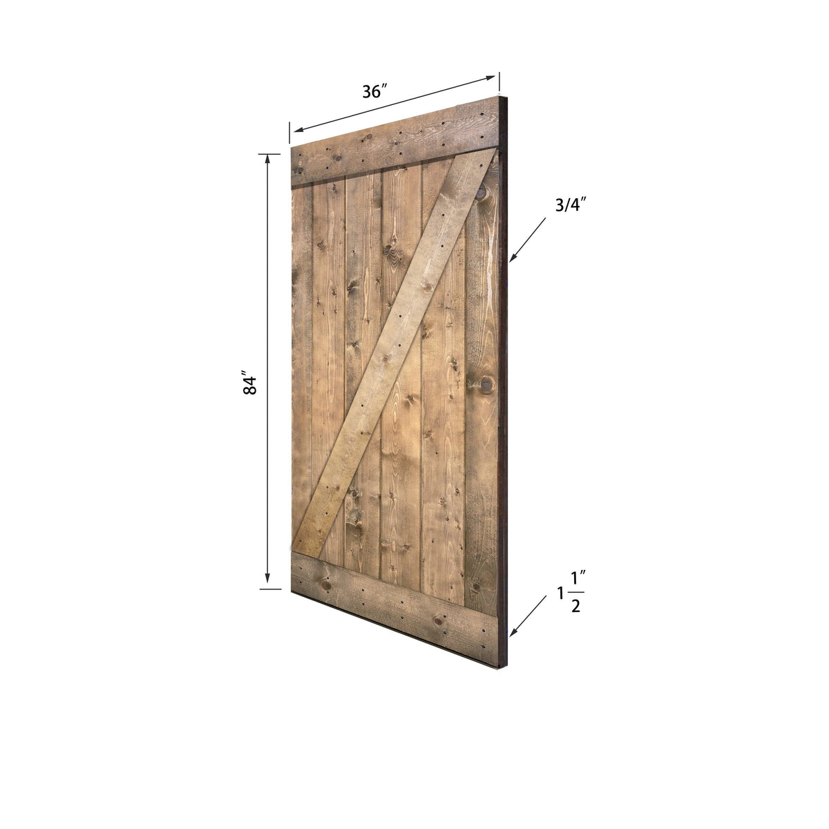 Paneled Wood Barn Door with Installation Hardware Kit X7235