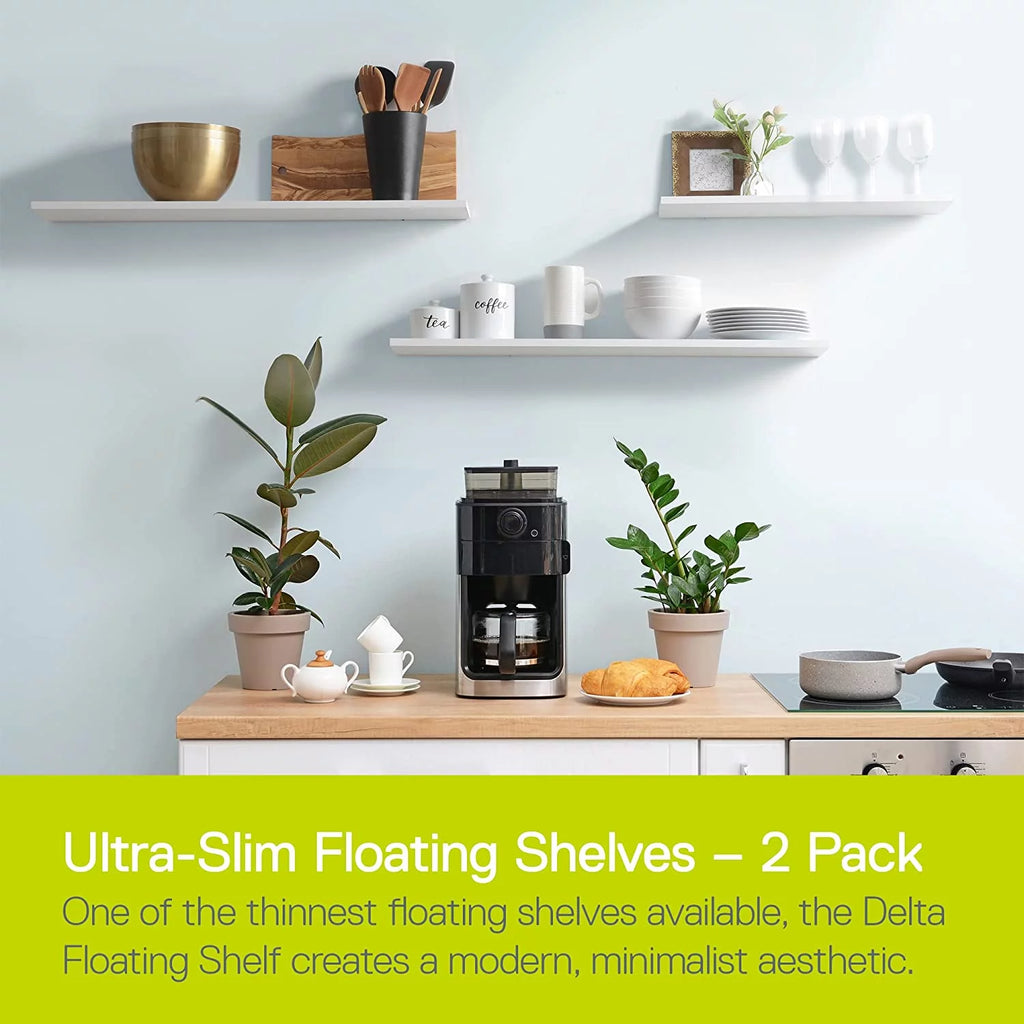 White Reforested Wood Floating Wall Shelves 2 Pack U540