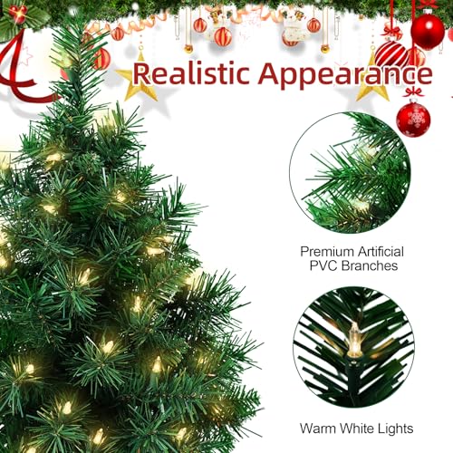 Mini Artificial Christmas Tree 22 Inch with 35 Warm White Lights M32729