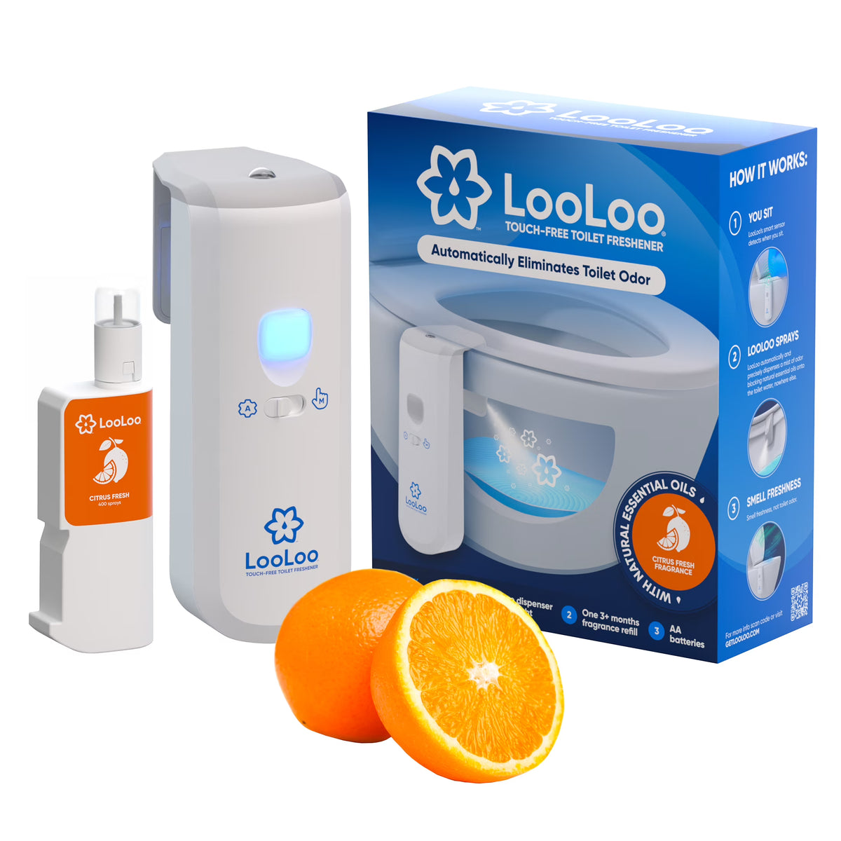 Automatic Touchless Toilet Spray Starter Kit with 1 Fragrance Bottle J82827