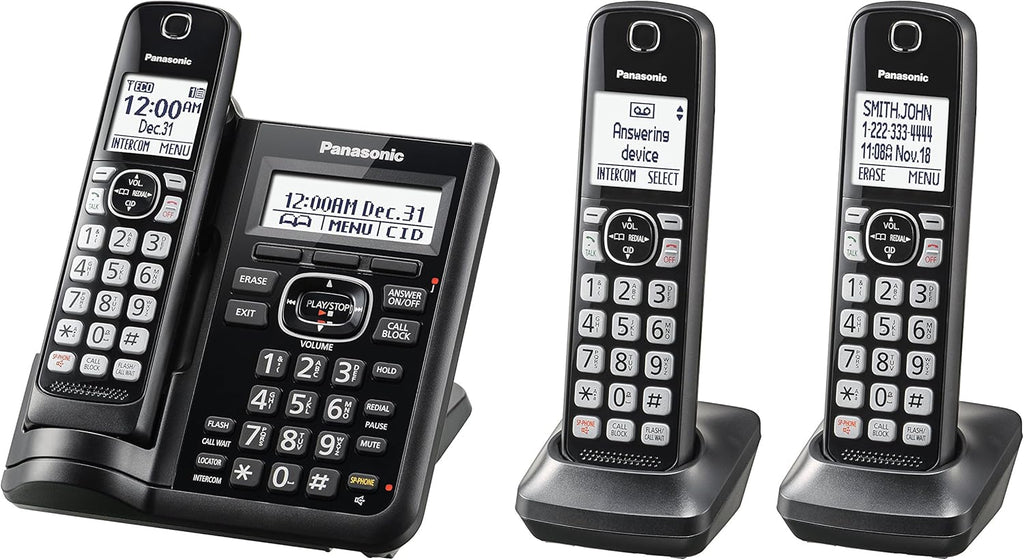 Black Cordless Phone System with 5 Handsets P7710