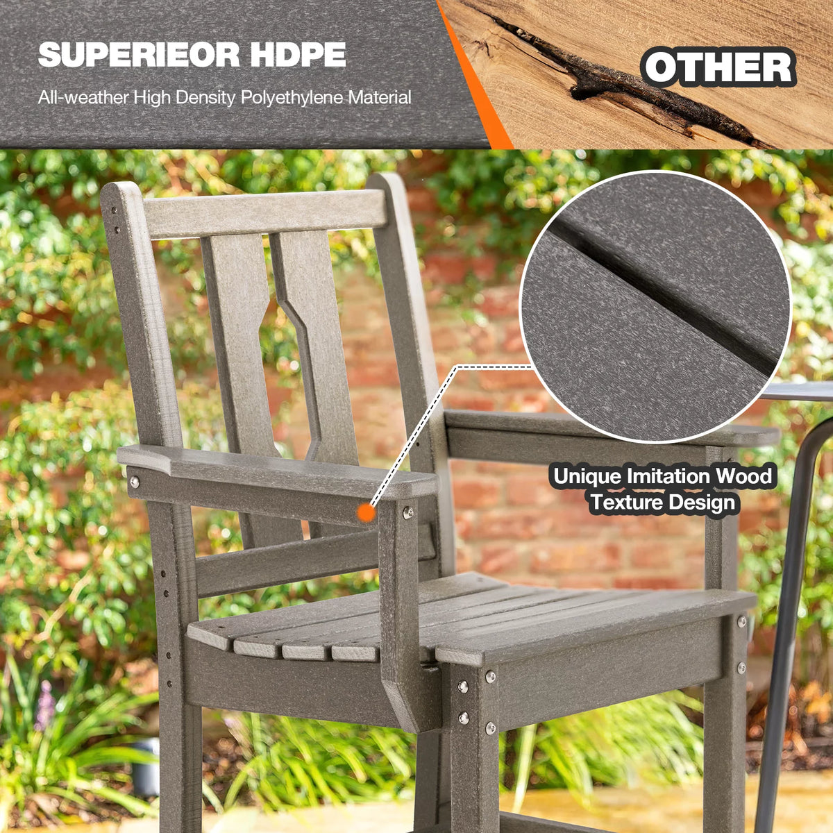 5 Piece Patio Dining Set with 4 Armchairs Gray G694778