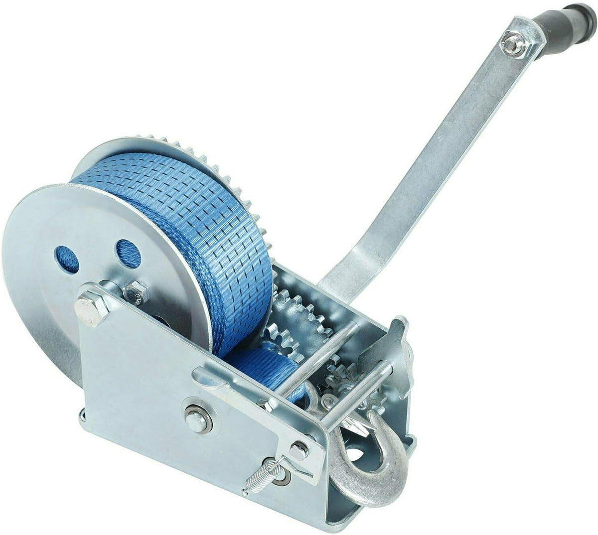3200lbs Hand Crank Gear Winch Polyester Strap Pack of 2 X3763