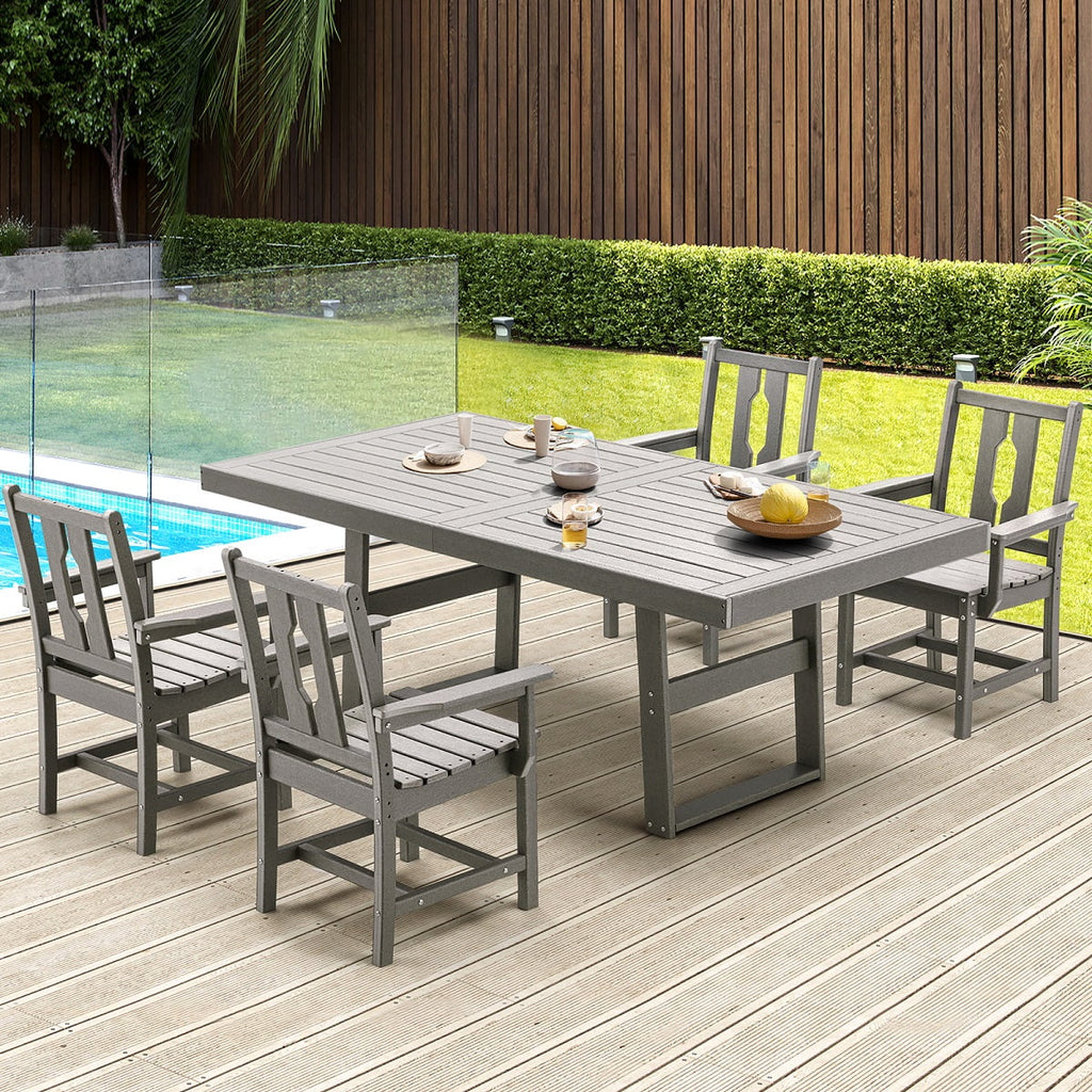 5 Piece Patio Dining Set with 4 Armchairs Gray G694778