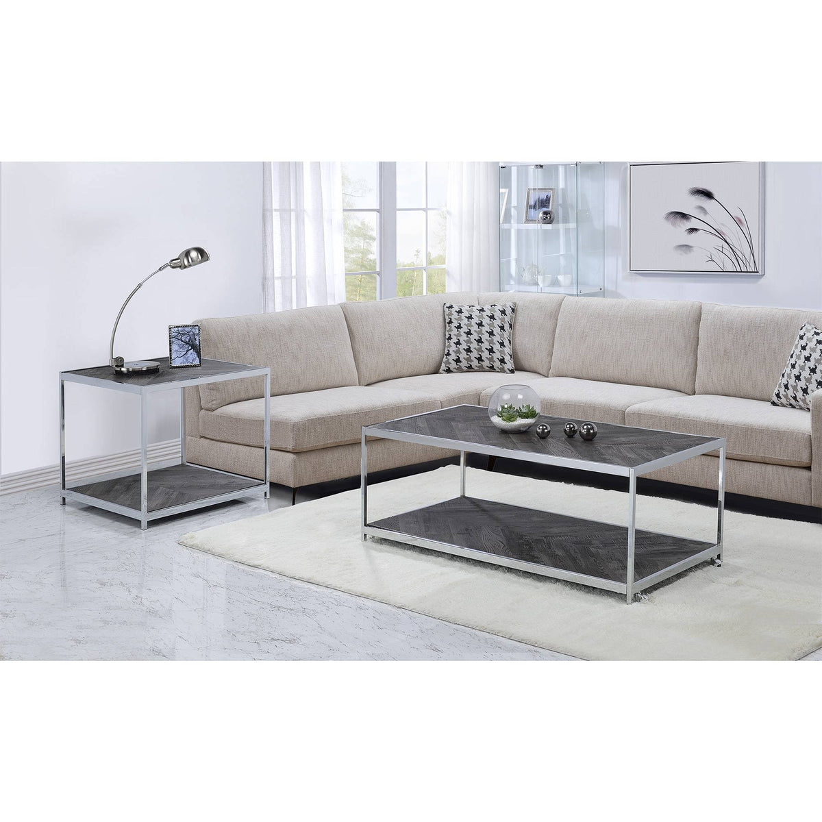 Chrome Square End Table T13392