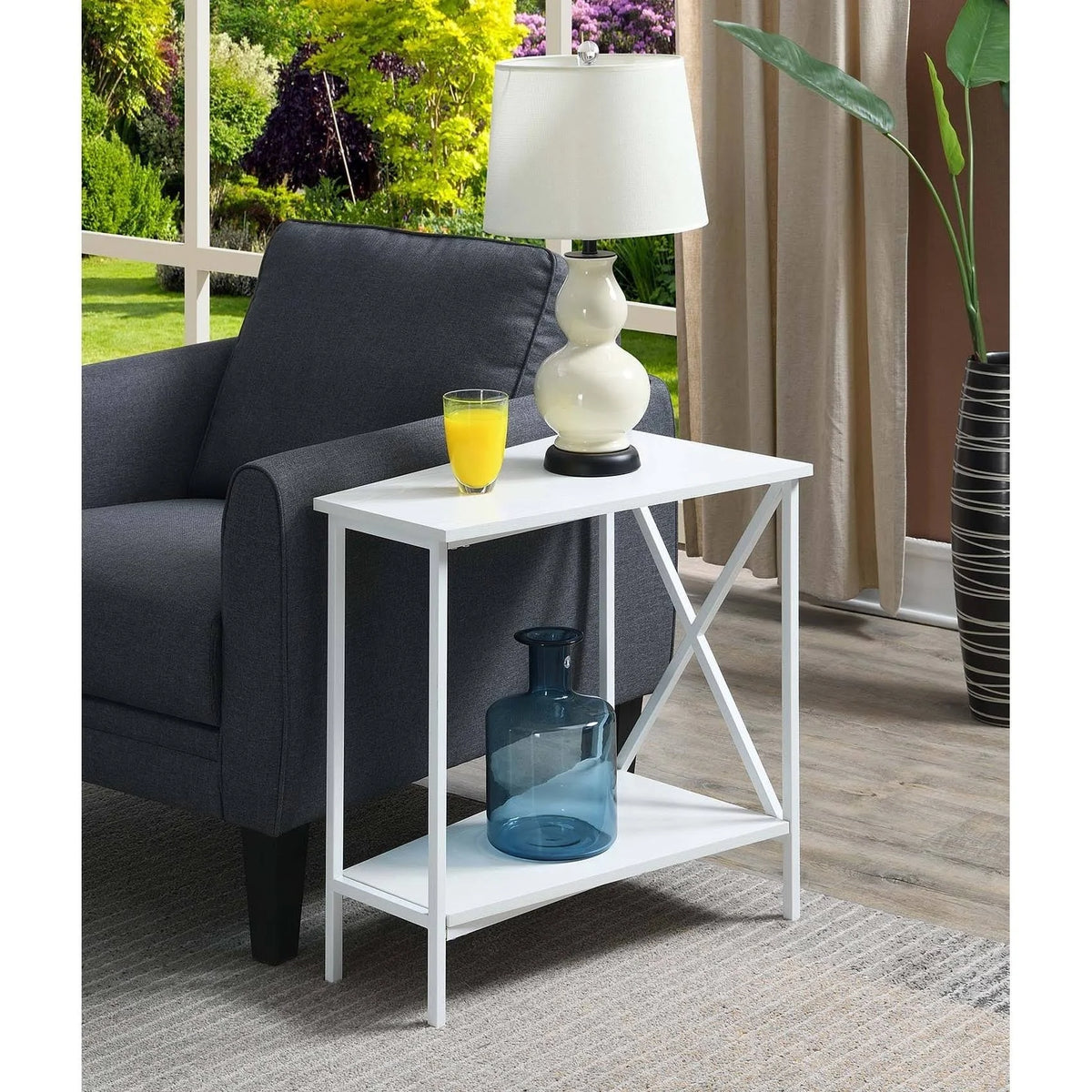 White Wedge End Table W92518