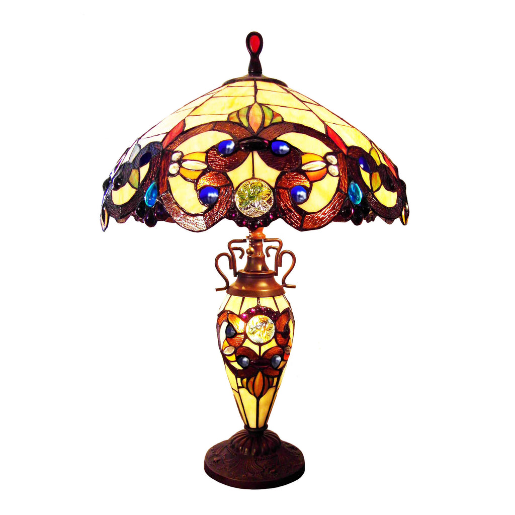 Victorian Tiffany-Style 3 Light Table Lamp 18" Wide J549007