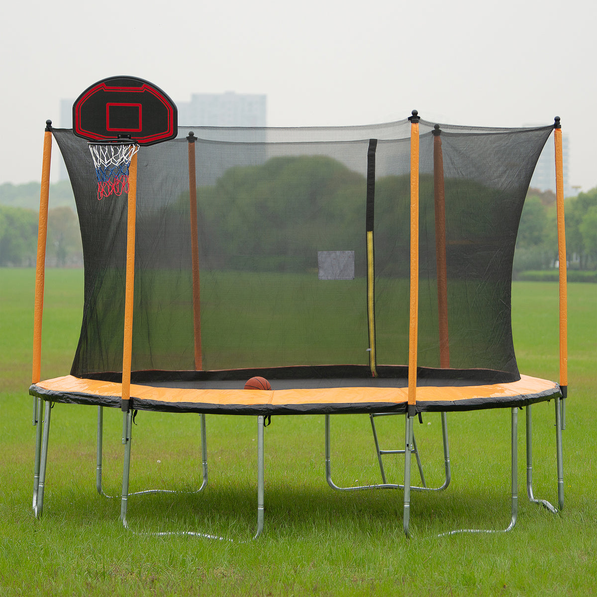 Orange 15FT Trampoline with Basketball Hoop and Ladder P287